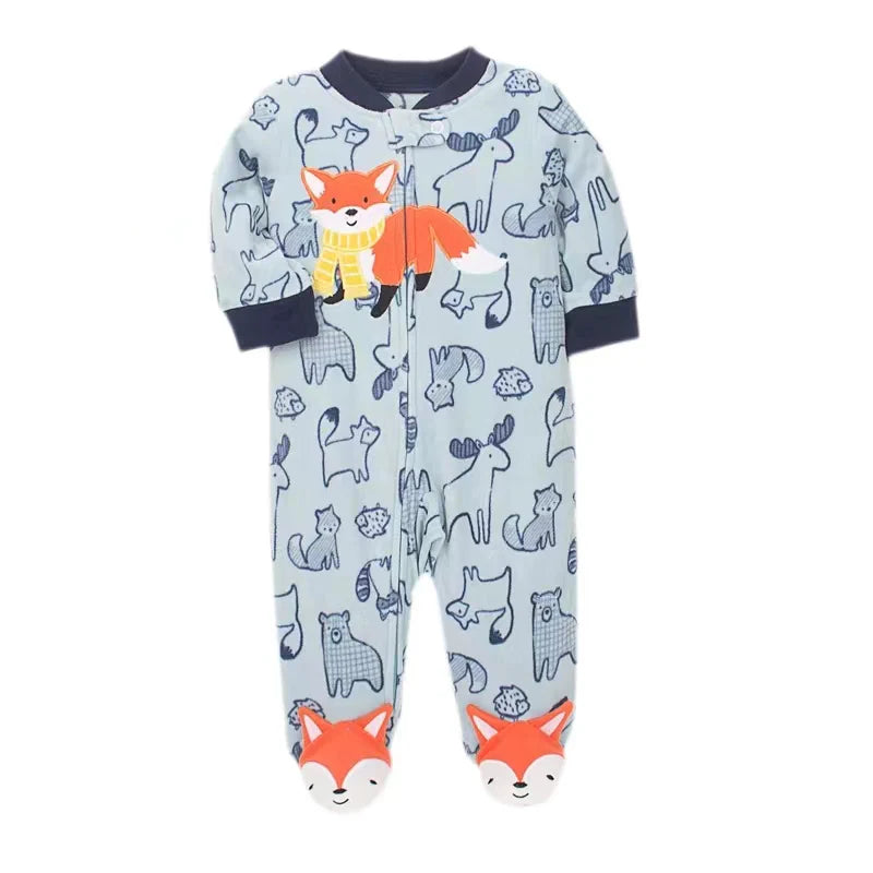 Newborn Baby Boy Girl Rompers Clothes Winter Pajamas Zipper Fleece Fall Infants Outfit Animal Jumpsuit Clothing 0 -12 Months New