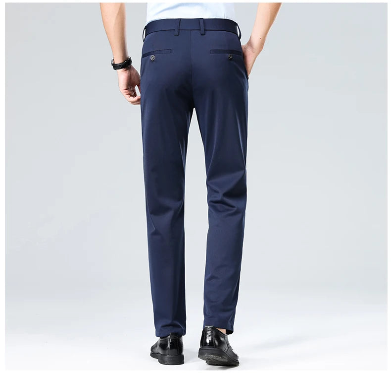 Men Suit Pants Light Thin Elastic Slim Fit Dress Pants Business Solid Casual Straight Leg Trouser Men Clothing Oversize 29-42