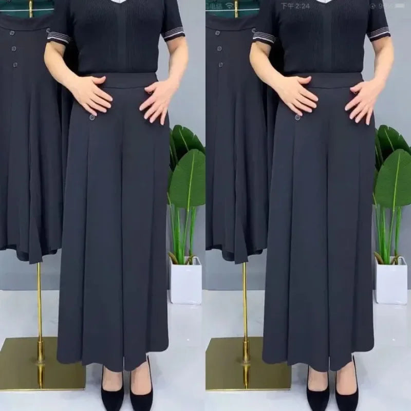 Summer Thin Wide Leg Pants Women Loose Mom Pants Drapey High End Anti-Wrinkle Premium Quality Long Trousers Female Garment