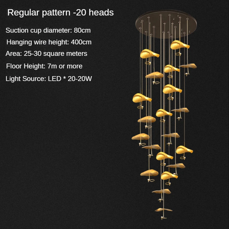 Nordic Modern LED Ceiling Chandelier for Living Dining Room Staircase Pendant Lamp Home Decor Lighting Suspension Design Fixture