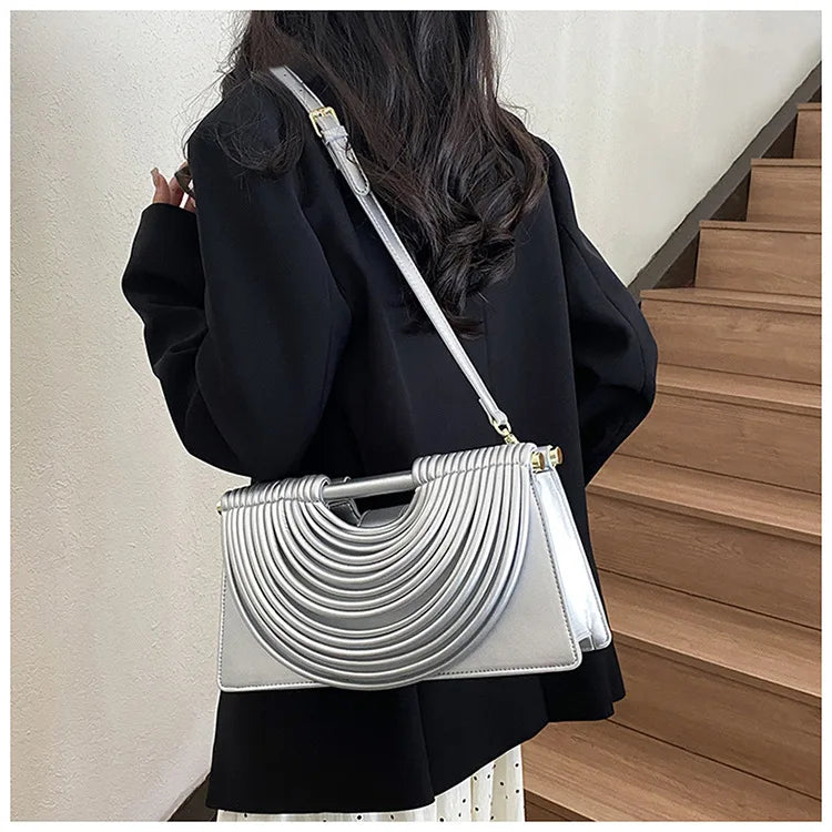 Luxury Evening Handbag For Women Golden Noodle Knot Design Dinner Party Clutch Bag Luxury Designer Square Crossbody Bags