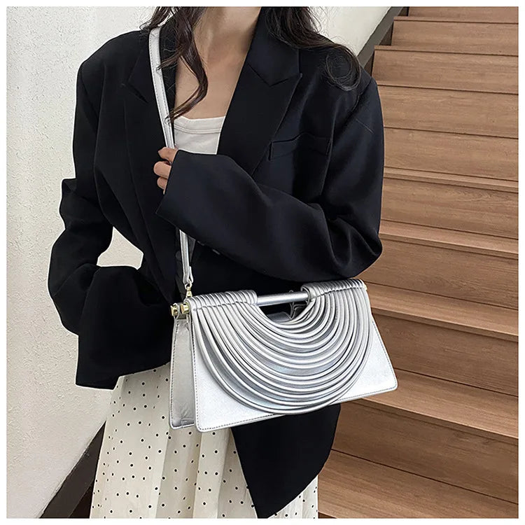 Luxury Evening Handbag For Women Golden Noodle Knot Design Dinner Party Clutch Bag Luxury Designer Square Crossbody Bags