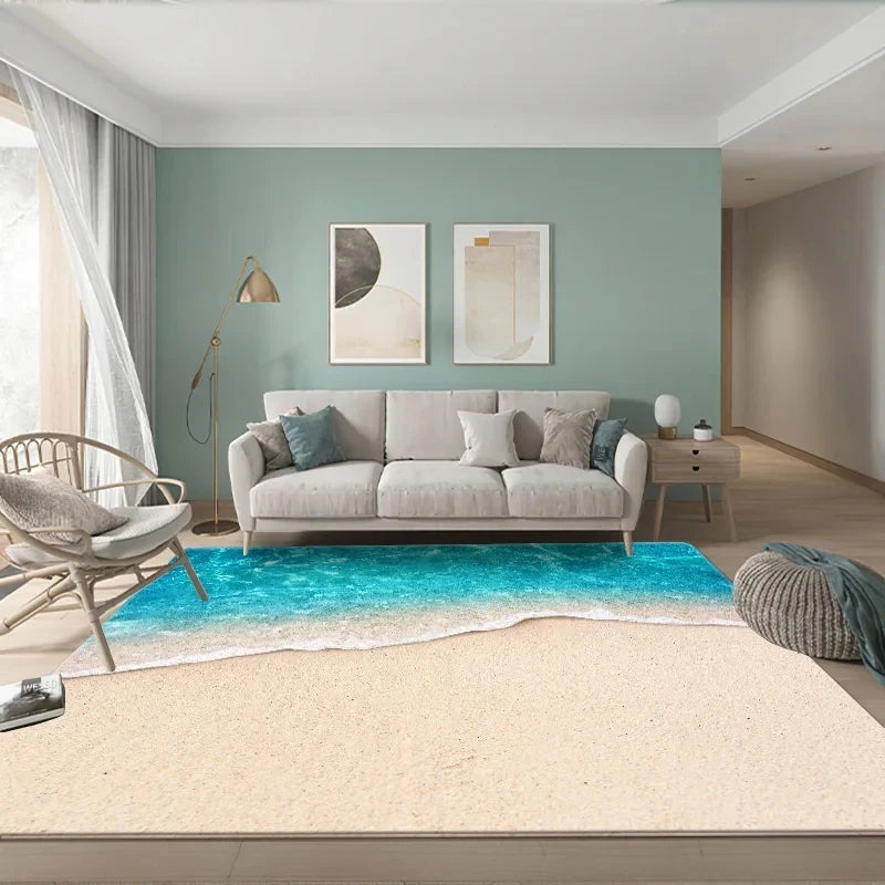 3D Carpets For Living Room Large Waves Beach Kids Room Rug Blue Kichen Mat Floor Carpet Modern Entracnce Mat Home Bathroom Rugs