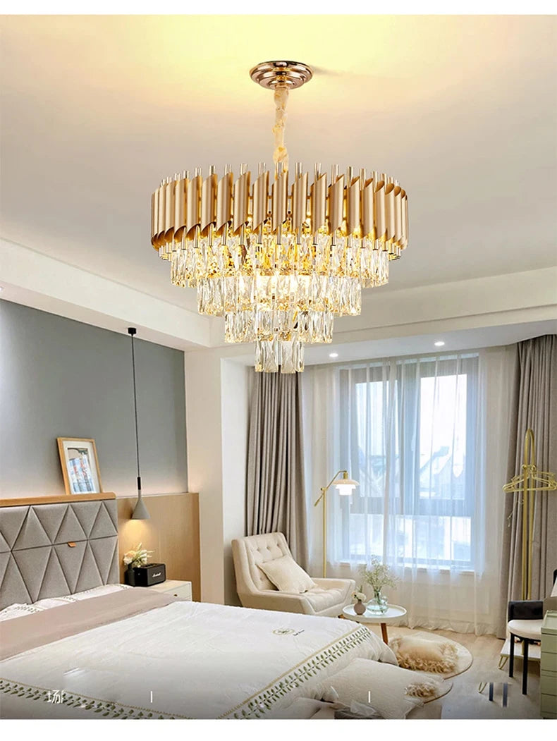 Luxury Modern Living Room Crystal Ceiling Chandelier Lighting Light Lustre Indoor Dining Bedroom Home Decor Hanging Pendant Lamp