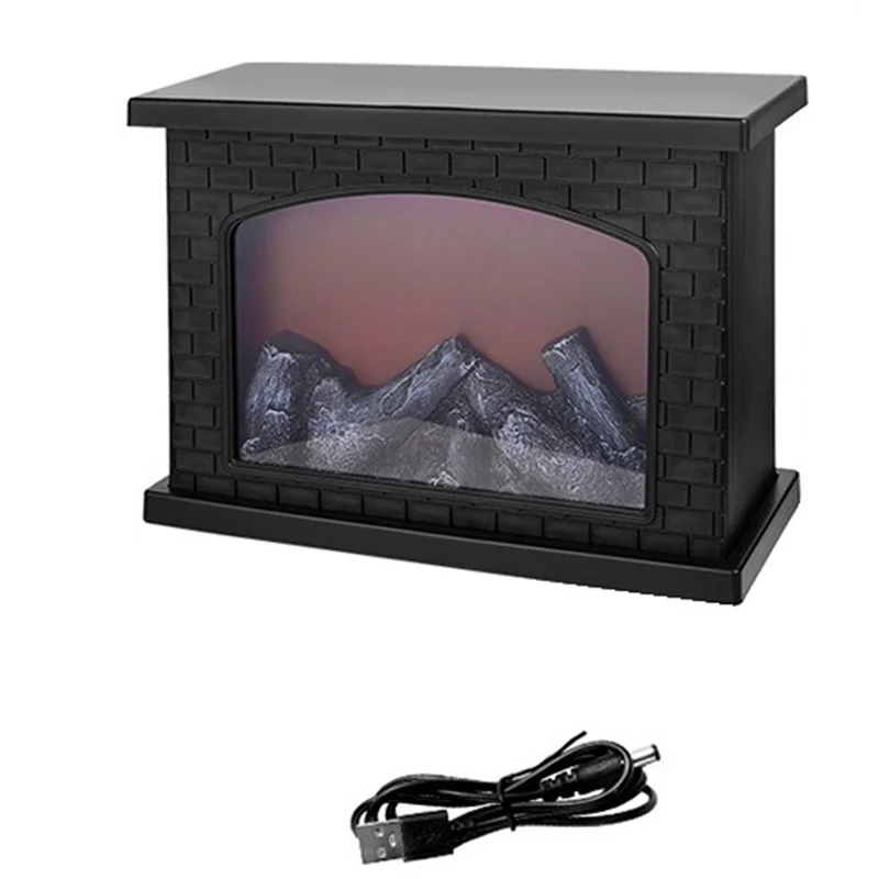Fireplace Flame Light, Fake Fireplace LED Table Lights USB or Battery Power Lamp for Holiday Winter Gift Party Warm Home Decor