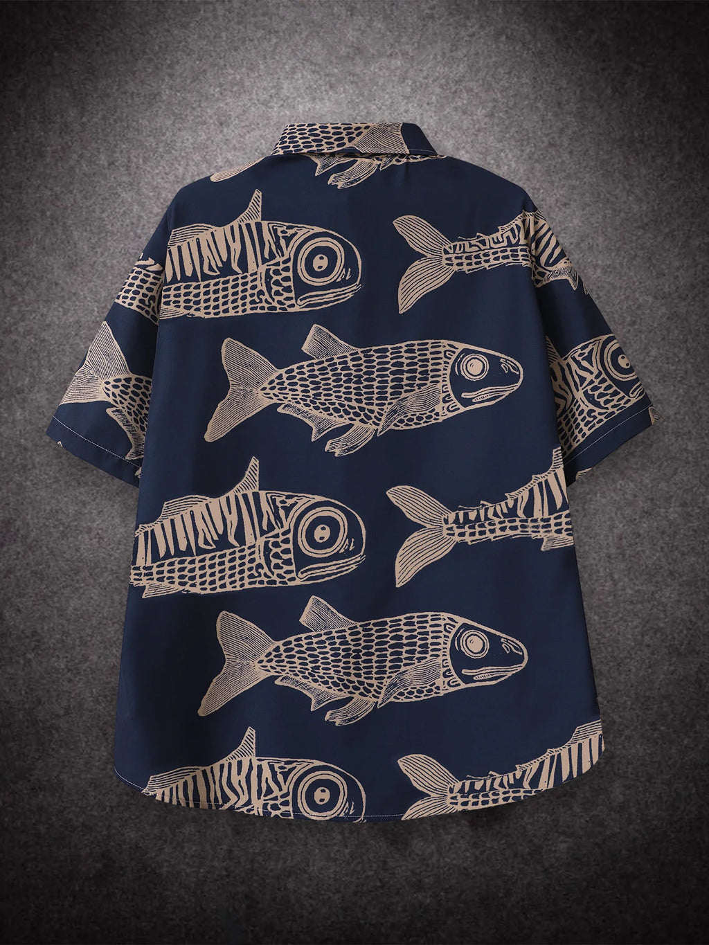 Oversized Loose Men Shirt American Style Summer Fried Street Fashion Small Fish Print New Personalized Mens Casual Shirts