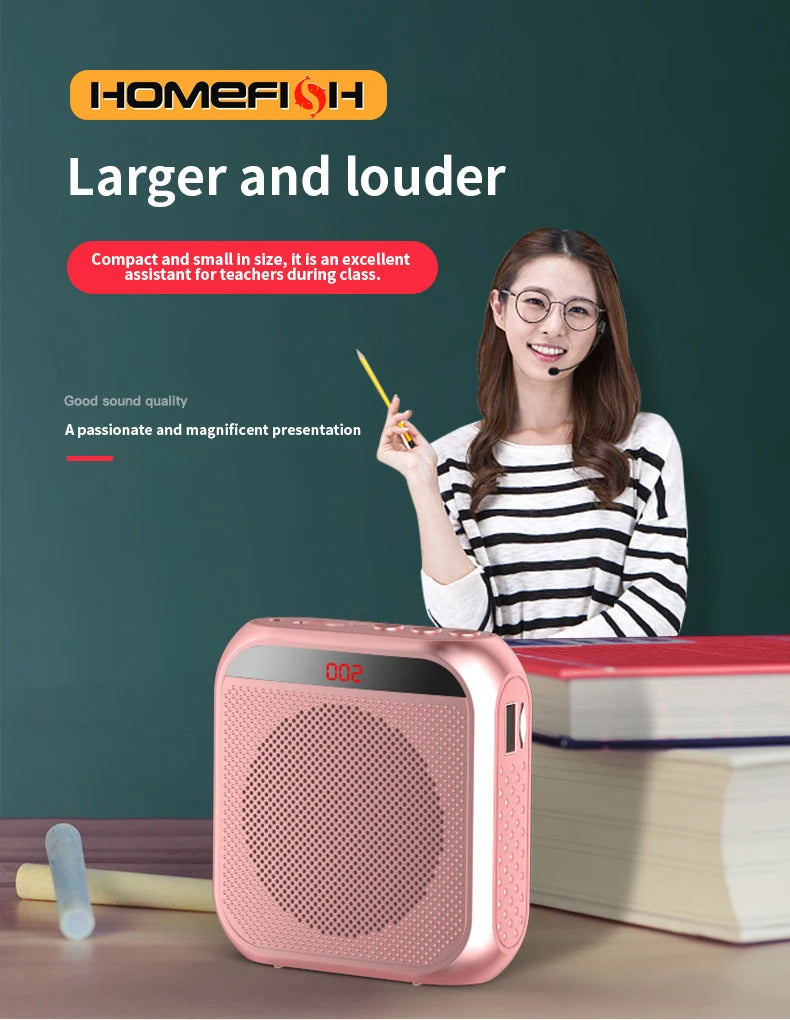 Portable speaker, voice and audio amplifier with microphone, tour guide, shopping mall hawking, teacher, teaching speaker, playe