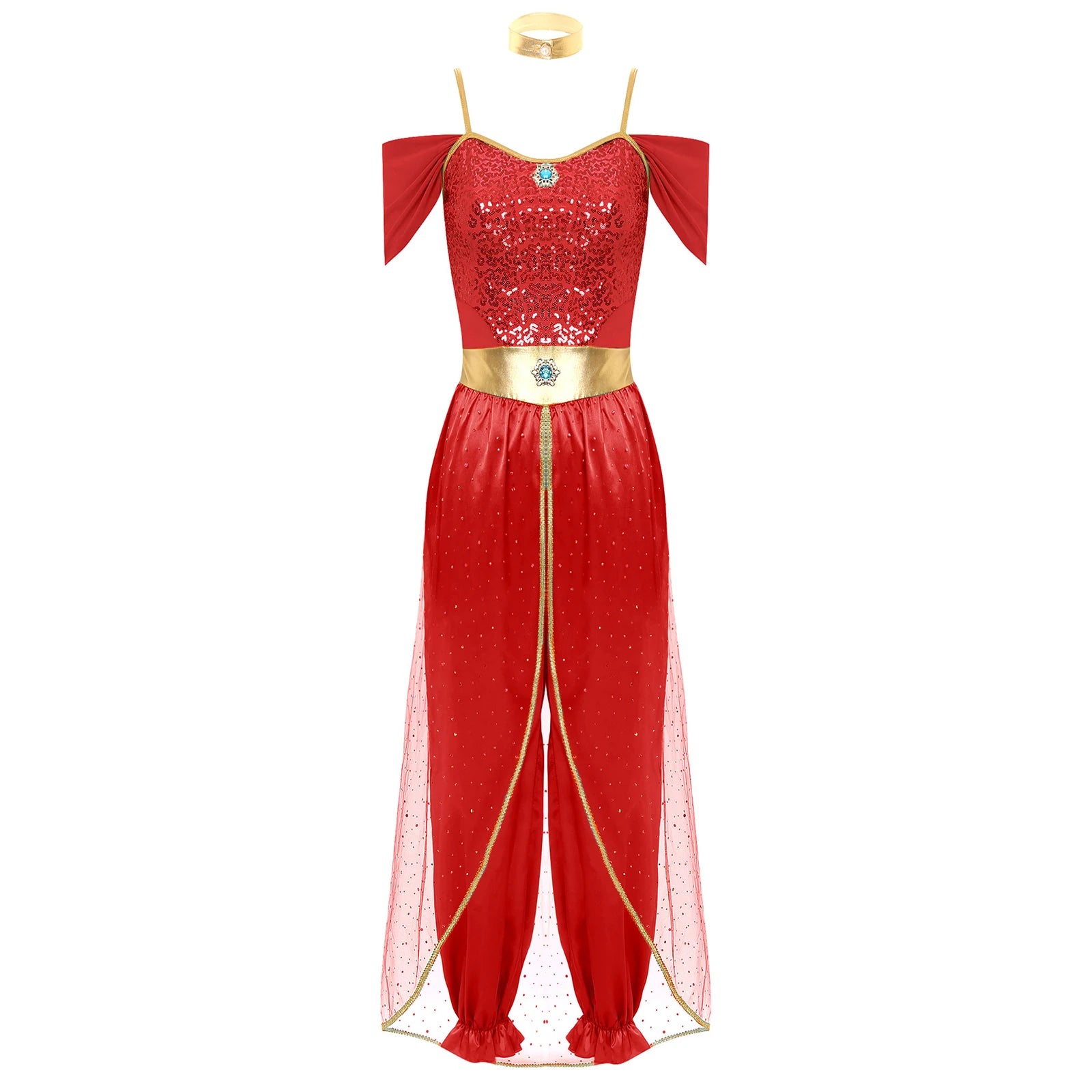 Festival Arabian Princess Costumes Indian Dance Embroider Bollywood Jasmines Costume Party Halloween Cosplay Jasmines Outfit
