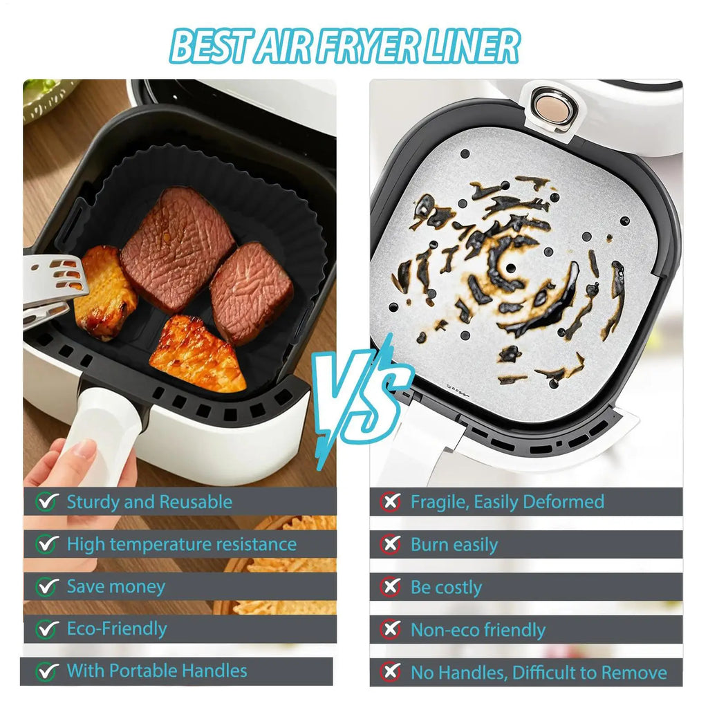 Silicone Air Fryer Liners Pot Square Airfryer Basket Plate Cooking Gadgets Reusable Non-stick Pizza Pan Oven Kitchen
