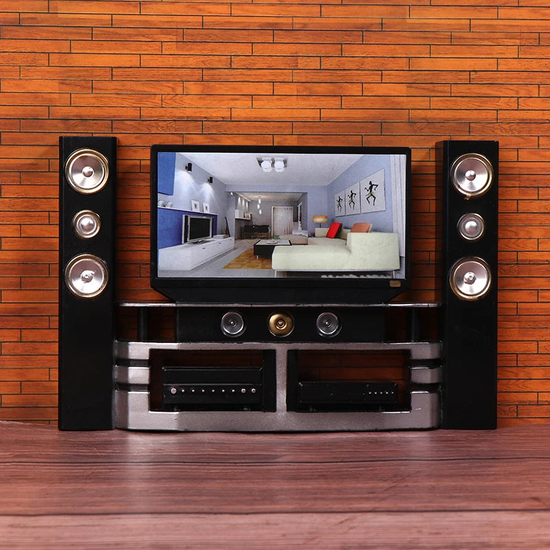 Dollhouse Audio TV Ornament in 1/12 Scale, Miniature Living Room Decor for Doll’s House, Micro Scene Toys