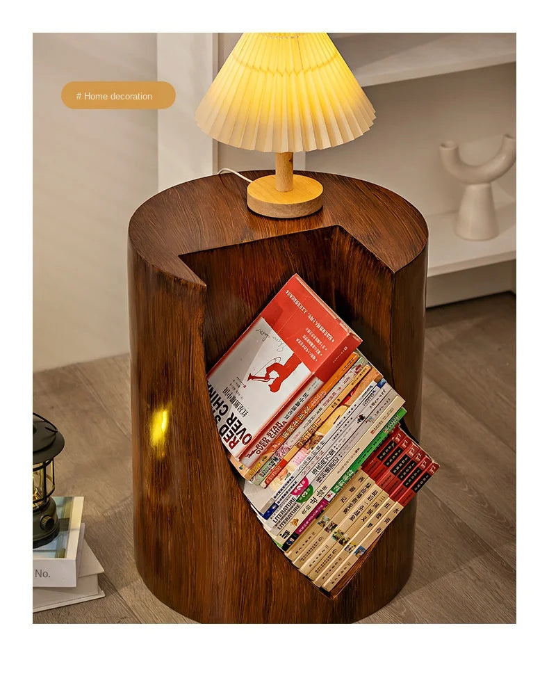 Scandinavian Shoe Bench Simple Creative Stump Side Table Storage Short Bookcase Wabi-sabi Tea Table Net Red Floor Corner Table