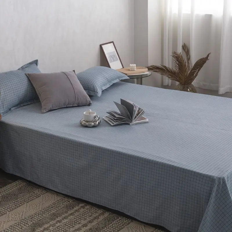 Bed Sheets Plaid Non-slip Comfortable Washed Twin Queen Full Size Nordic Style Universal Bedspread Simple Durable Antibacterial