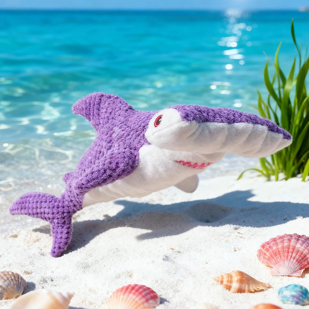 Pet Bite-Resistant Plush Interactive Toy with Sound, Shark-Shaped, Suitable for Large, Medium, and Small Pets Such as Cats and Dogs, Double-Layer Fabric, Built-In Airbag