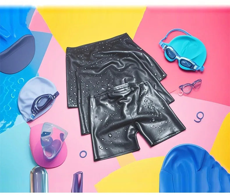 Waterproof Silicone Swim Trunks Quick-Dry Beach Swimming Shorts Men Women High-waist Pool Water Park Rafting High-elastic Trunk