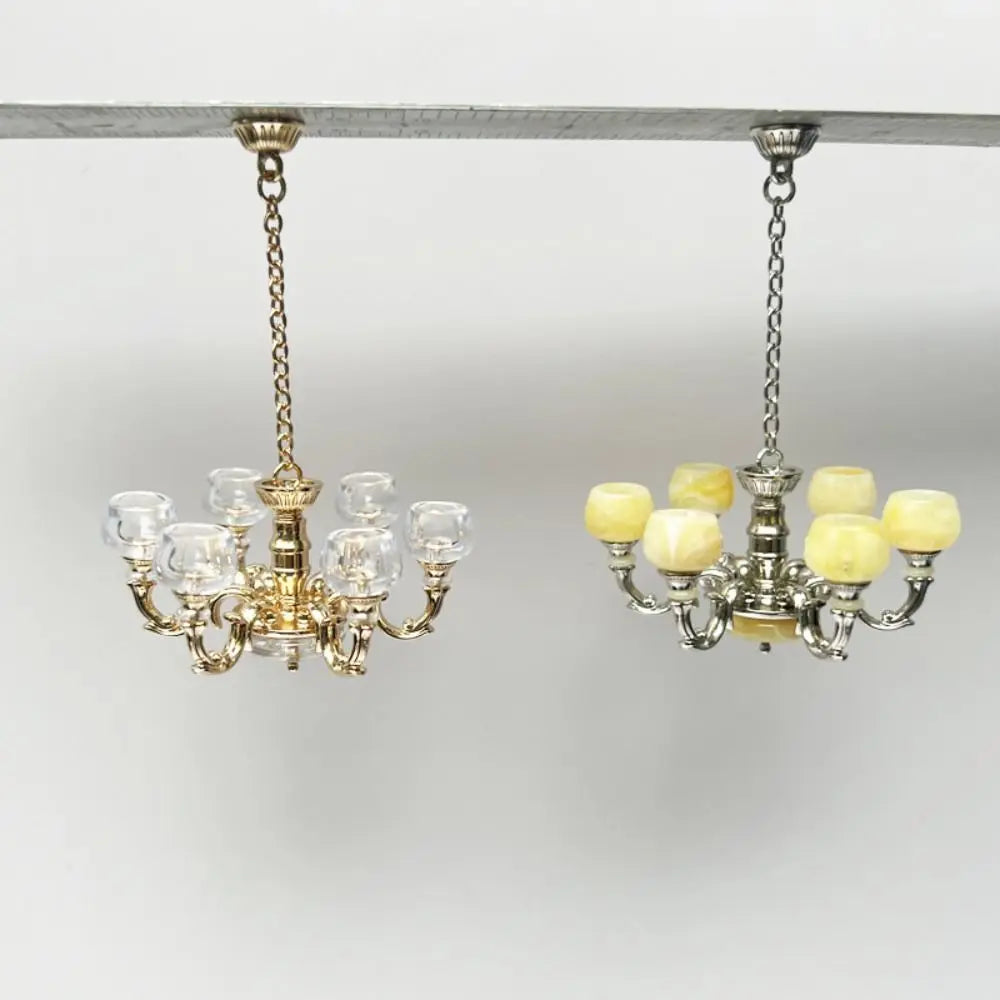 Dollhouse Light 1:12 Scale Floor/Ceiling/Wall Lamp Miniature Retro Chandelier Doll Accessories Scene Model Mini Furniture Gift
