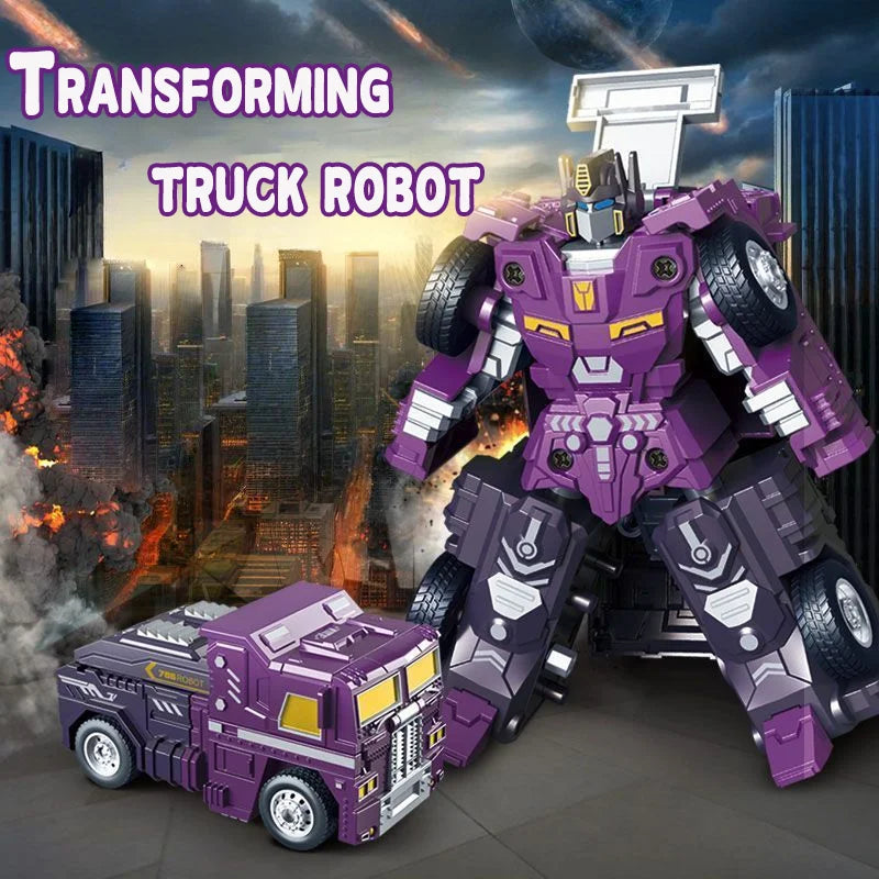 Children's transformable car toys, baby truck, mecha, robot, Police officer model, educational boy,Children's transformable toys