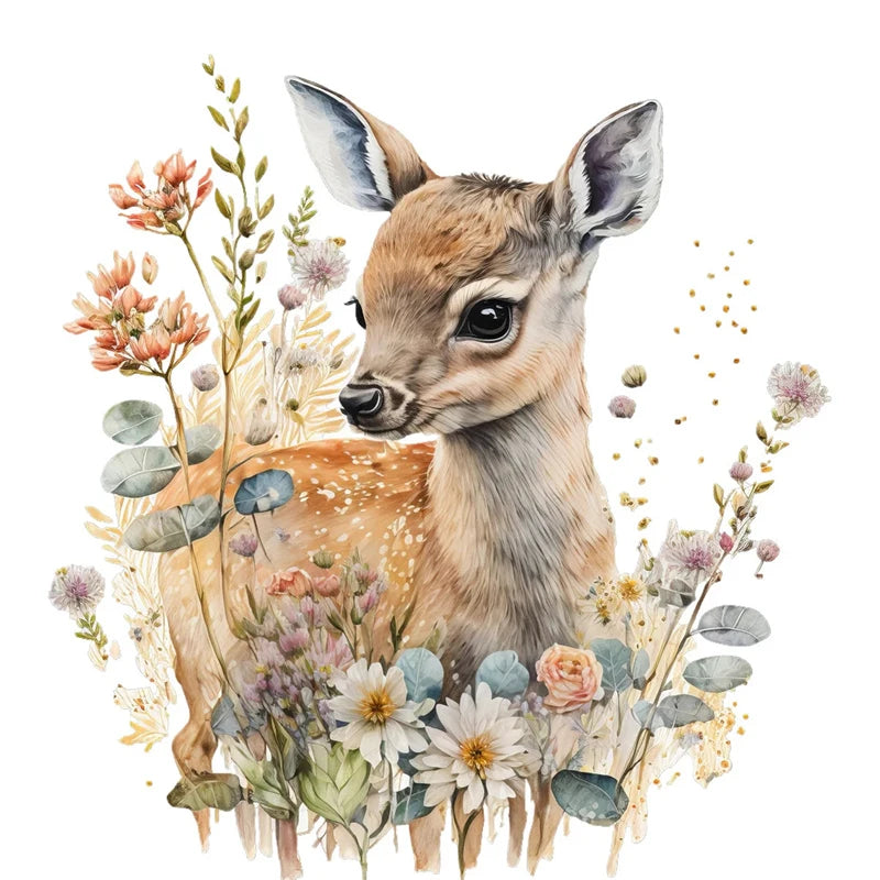 C400#Cute Deer Wall Sticker Kids Room Background Home Decoration Mural Living Room Wallpaper Funny Decal
