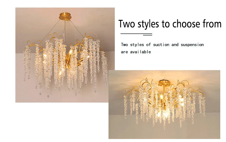 Morden LED Art Strip Crystal Ceiling Chandeliers Branch Pendant Lamp Villa Hall Hanging Light Home Decor Lustre Lighting Fixture