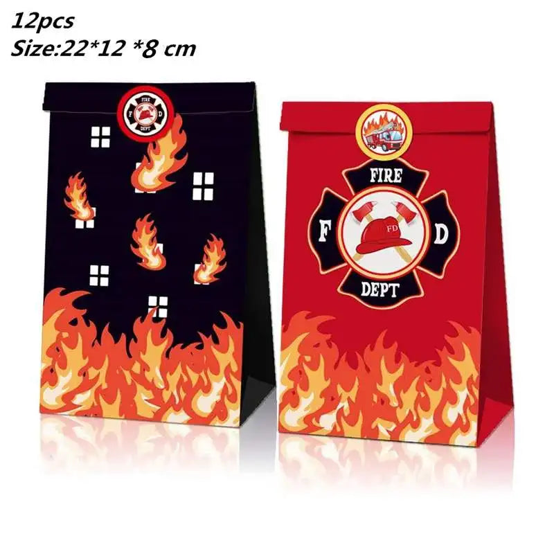 Fireman Sam Party Supplies Disposable Tableware Set Paper Plates Cups Tablecloth Fire Truck Birthday Party Decor Boys Baby Showe