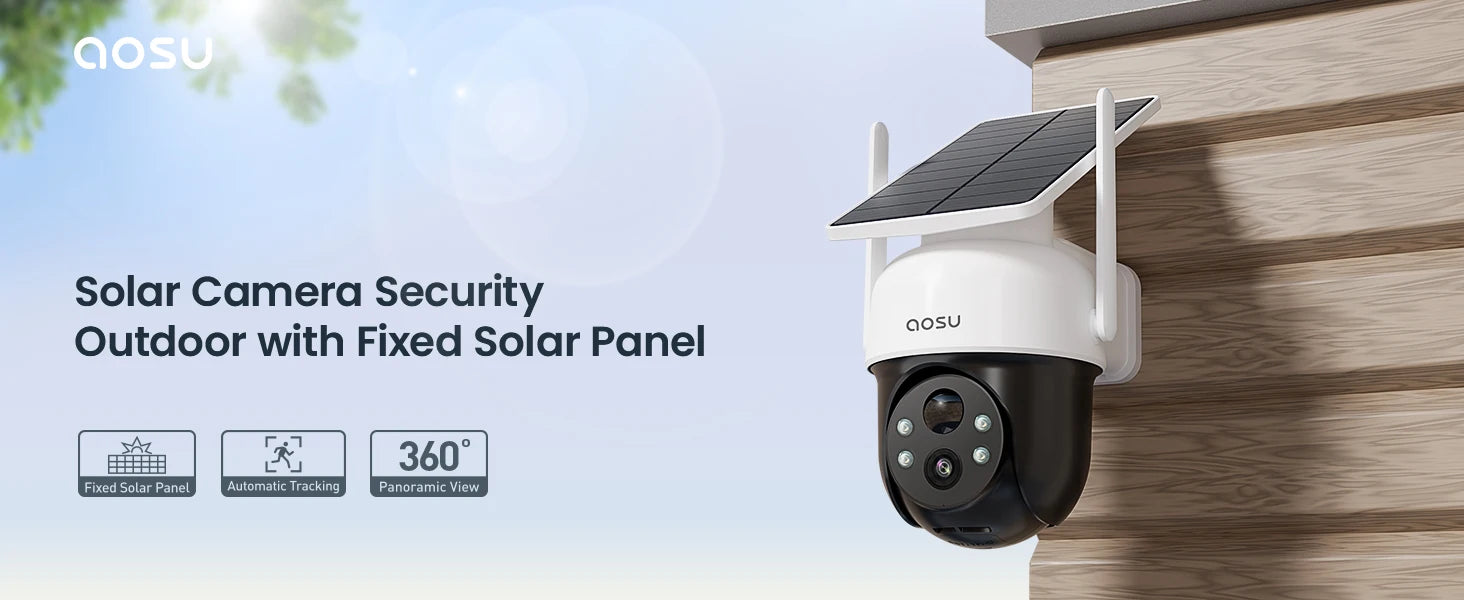 Renewed AOSU 2/4/6/8pcs 3MP Solar Camera 5000mAh Battery Two-way Audio Security Camera Wireless Solar Panel PTZ CCTV Camera