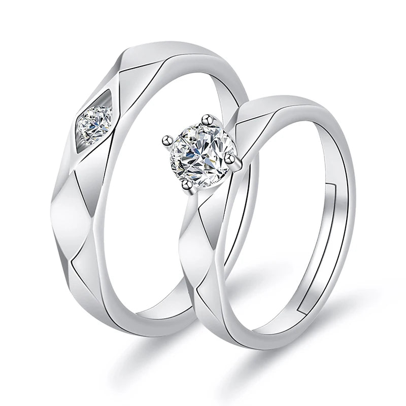 Classic Couple Rings For Men Women CZ Stone Trendy Wedding Lovers' Ring Jewelry Romantic Valentine's Day Present Ring Accessory