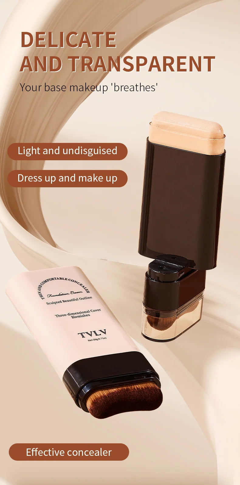Waterproof concealer can cover defects for a long time, light and non greasy natural makeup effect