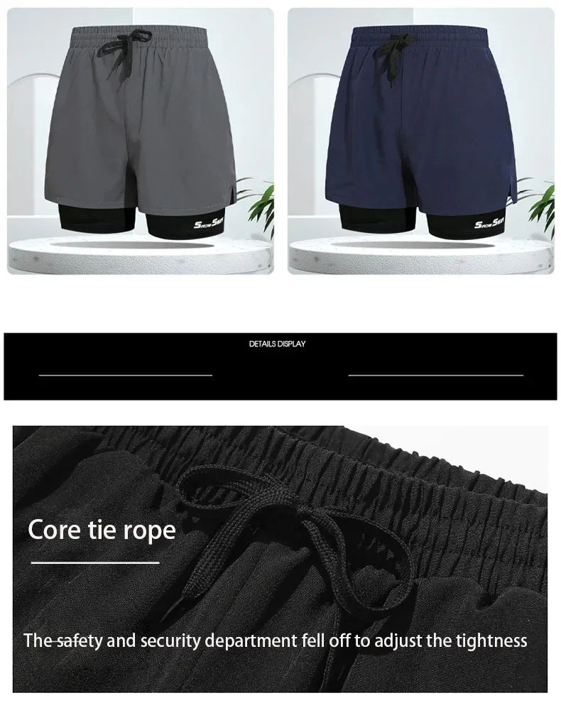 Men's Swim Trunks Double-layer Flat Angle Adult Quick-drying Anti-embarrassment Swim Trunks Beach Pants Spa Swimming Kit