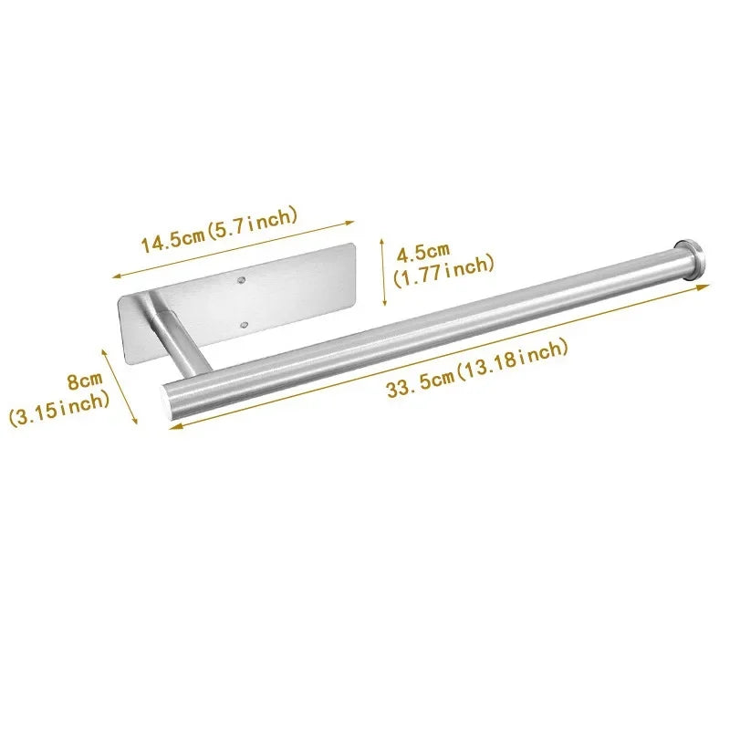 Paper Towel Holder Under Cabinet Wall Mount Stainless Steel Black Kitchen Paper Towel Rack Self Adhesive No Drilling Bathroom