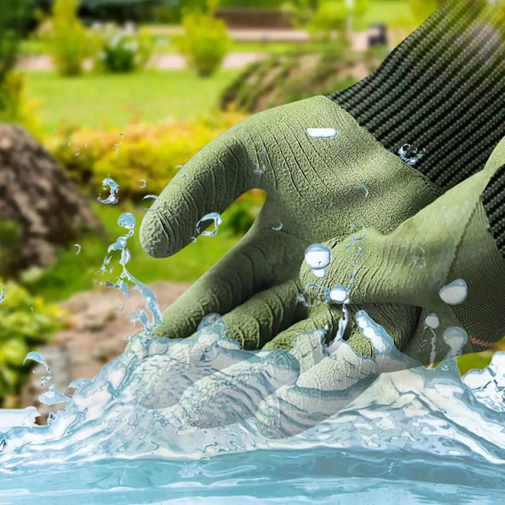1Pair Gardening Gloves Latex Waterproof Horticultural Gloves Non-slip Protective Gear for Vegetable Flower Plant Gardening Glove