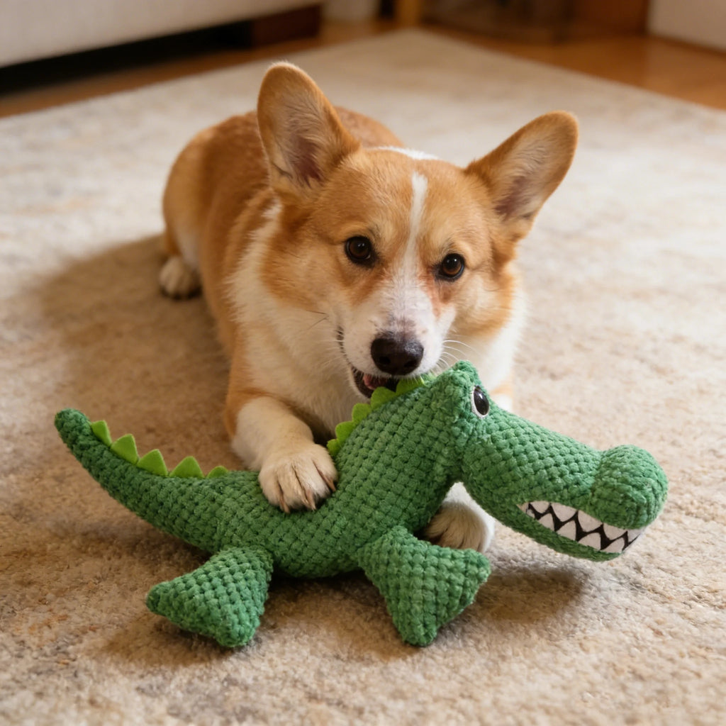 Tough Chew Dog Companion Toy, Pet Squeaky Toy, Large Dinosaur Toy, For All Breeds, Suitable for Heavy Chewers, Pet Companion Toy