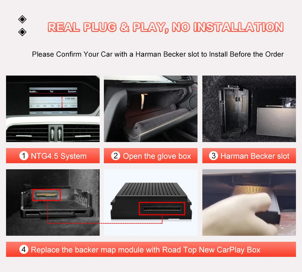 Wireless Carplay Becker Module For Mercedes Benz Class C W204 C204 S204 NTG 4.5 Support Android Auto Mirroring GPS Navigation