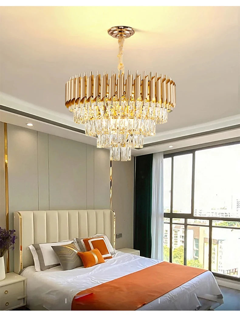 Luxury Modern Living Room Crystal Ceiling Chandelier Lighting Light Lustre Indoor Dining Bedroom Home Decor Hanging Pendant Lamp