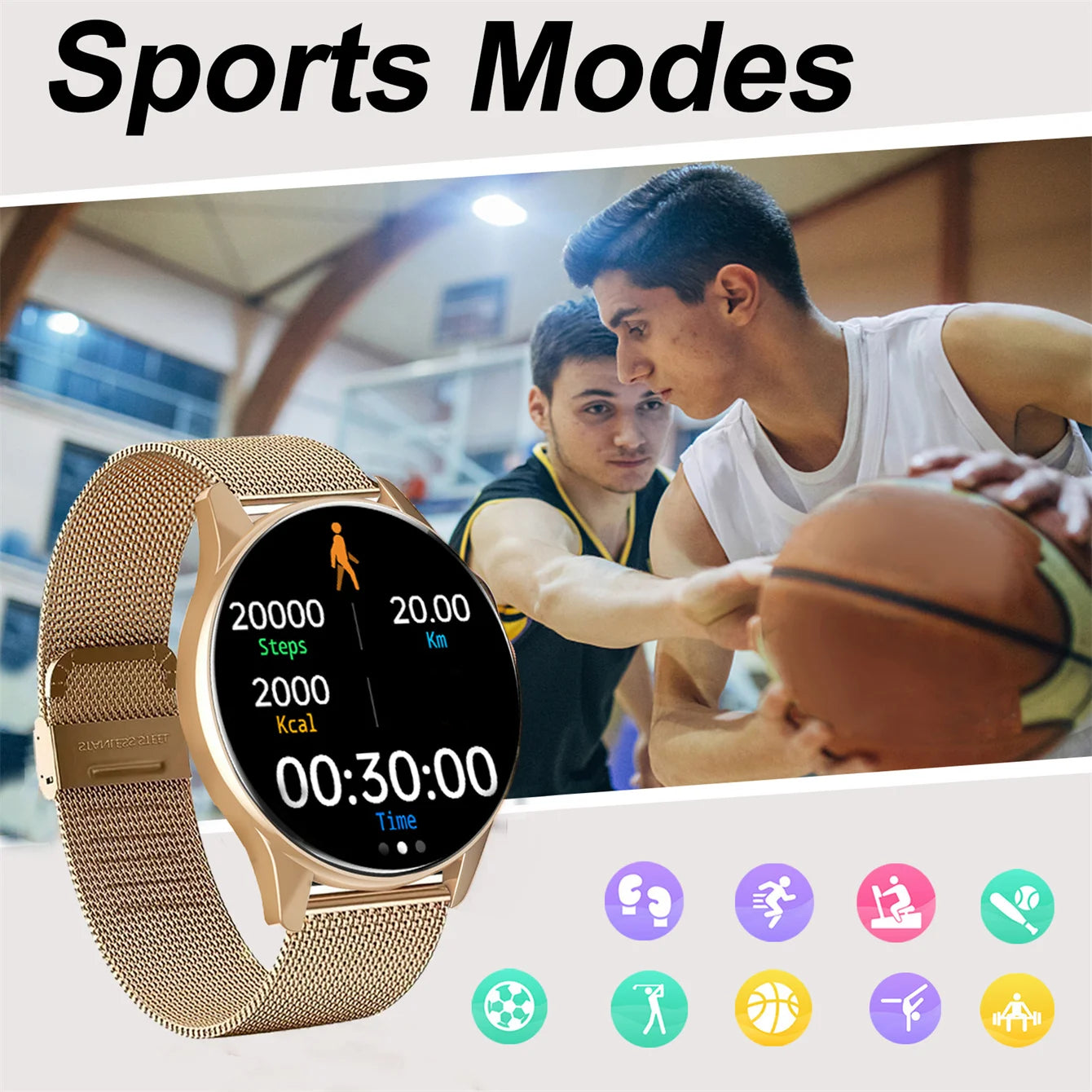 Smart Watch, Wireless Call/Dial, Multi-Sport Mode, Alerts, For Men and Women, Customized Wallpaper, iPhone/Andriod