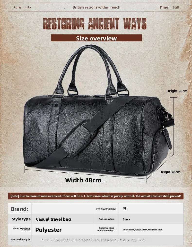 Men's Travel Bag Luxury Large Capacity  Luggage Duffle Bag Leather Portable Durable Crossbody Gym Purse Handbag Luggage Outdoor