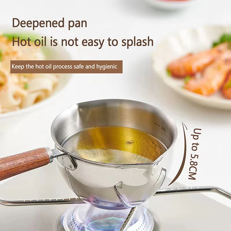 300ML Small Milk Pots Stainless Steel Hot Oil Skillet Household Oil Heater Sauce Pans Kitchen Spice Tool