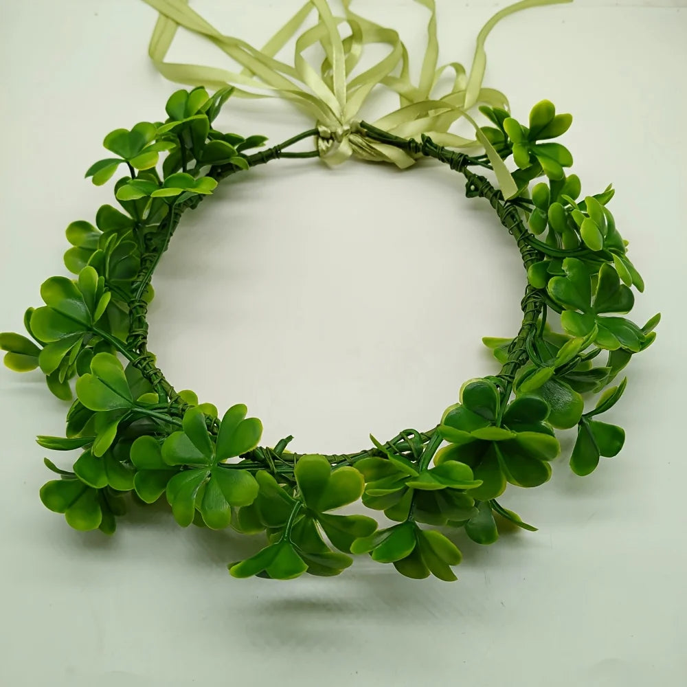 St. Patrick'S Day Green Floral Headband | Irish Style Plastic Flower Crown for Women and, Party Accessory.