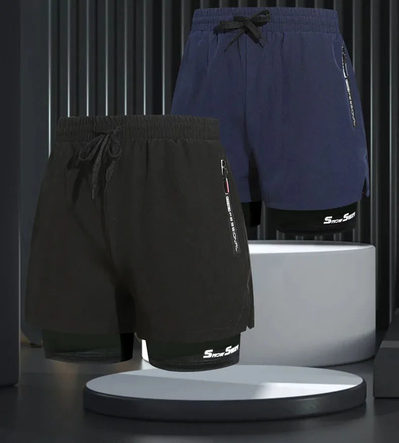 Men's Swim Trunks Double-layer Flat Angle Adult Quick-drying Anti-embarrassment Swim Trunks Beach Pants Spa Swimming Kit