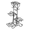 4 Potted Square Flower Metal Shelves Plant Pot Stand Decoration for Indoor Outdoor Garden Black