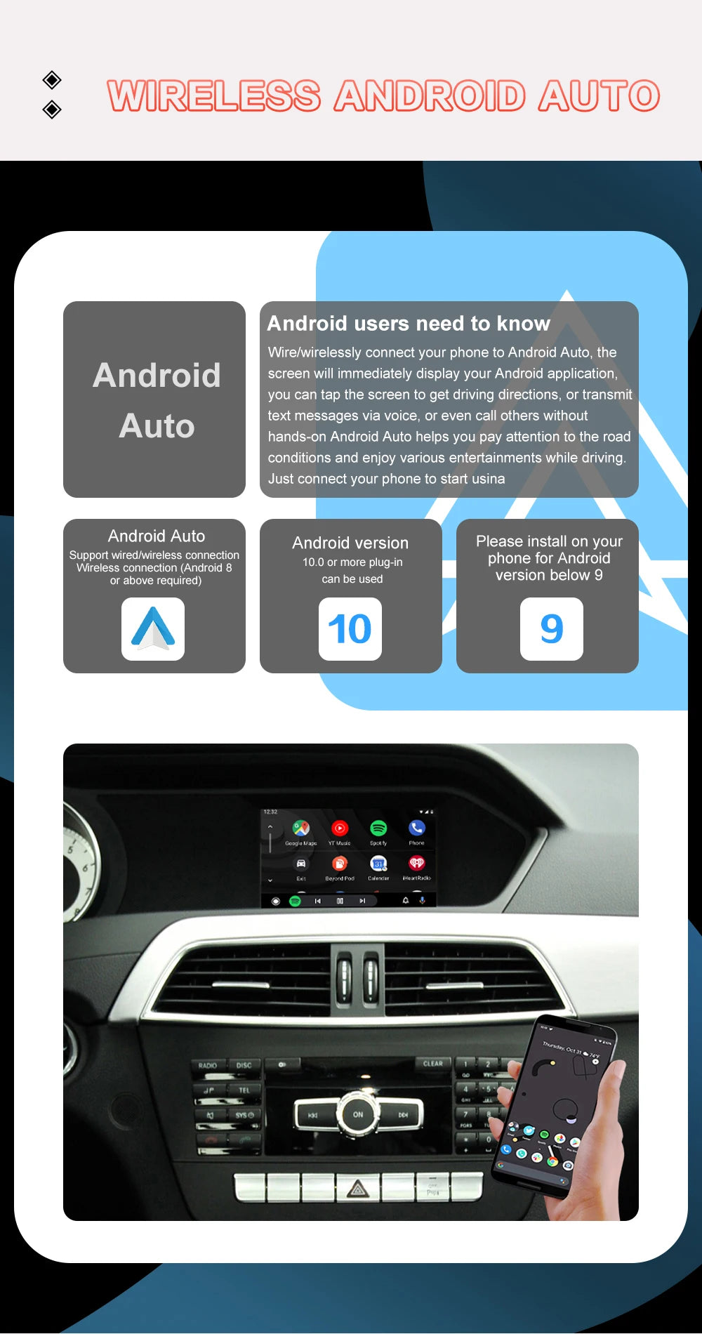 Wireless Carplay Becker Module For Mercedes Benz Class C W204 C204 S204 NTG 4.5 Support Android Auto Mirroring GPS Navigation