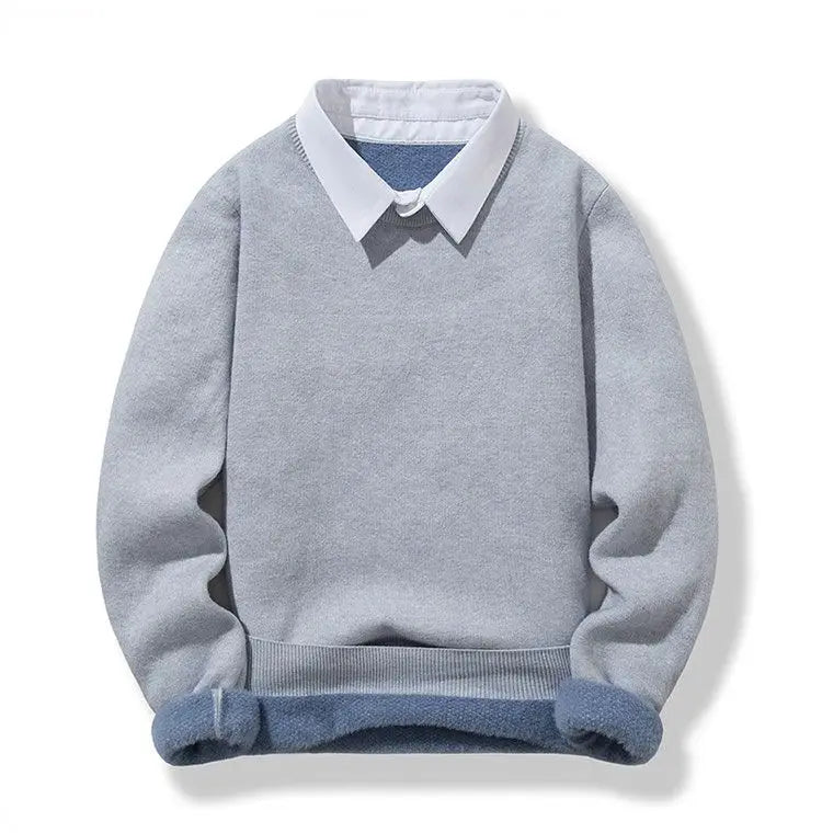 Men's Clothing Autumn Winter Long Sleeve New Tops T-Shirts Round Neck Fashion New Comfortable Solid Color Sweaters