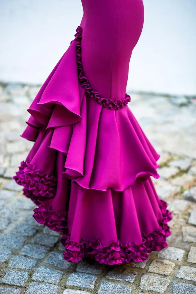 Ivory Mermaid  Prom Dresses Flamenca Formal Dance Dresses Fairy Long Sleeve Polka Dots Illusion Mesh Evening Dress Customized