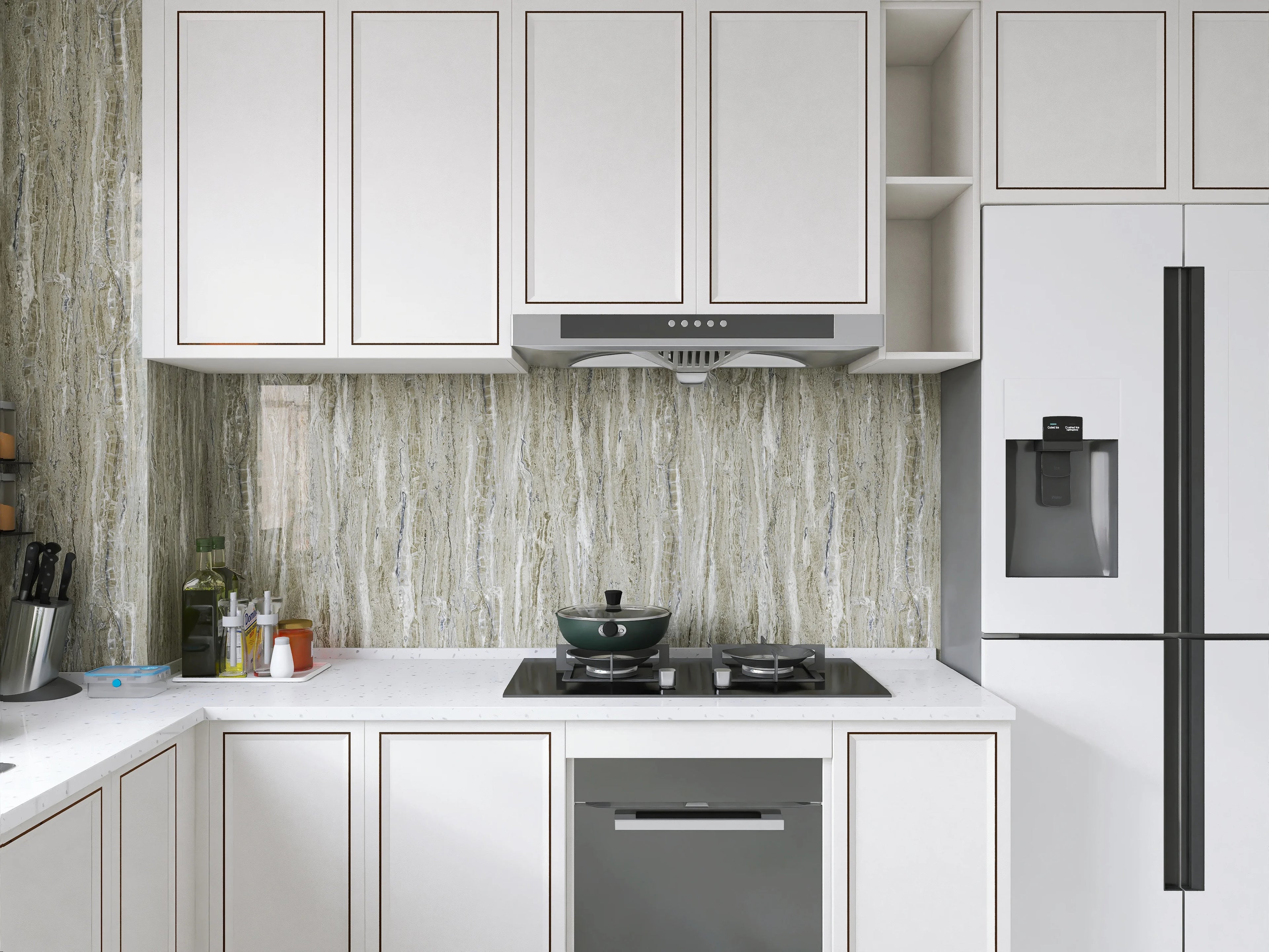 Marble oil resistant 40cm kitchen sticker self-adhesive waterproof cabinet stove top wallpaper desktop bathroom decoration