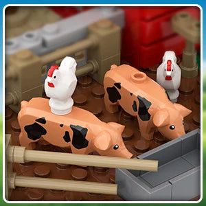 Farm Barn Building Set with Light-with Windmill Tractor Horse Animals Big Barn Construction Toy Brick Kit for Adults Teens 8+