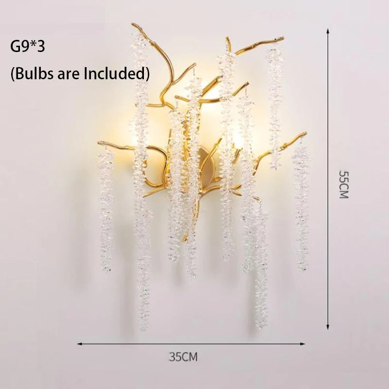 Morden LED Art Strip Crystal Ceiling Chandeliers Branch Pendant Lamp Villa Hall Hanging Light Home Decor Lustre Lighting Fixture