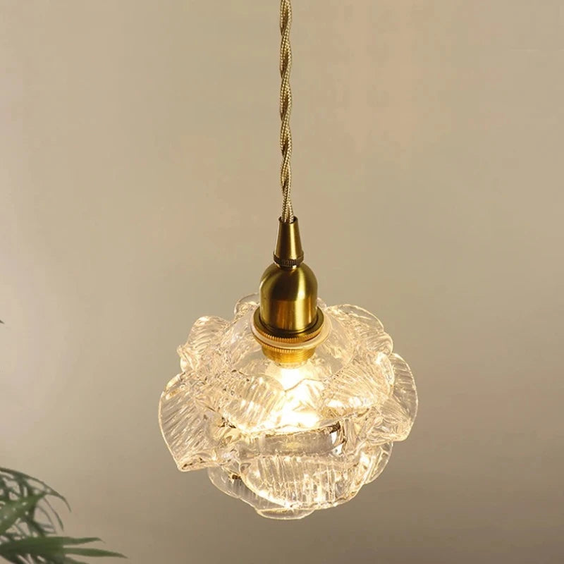 Nordic Rose Pendant Light Lustre Copper LED Ceiling Lights for Living Room Bedroom Dining Room Home Decor Wall Lamp Hanging Lamp
