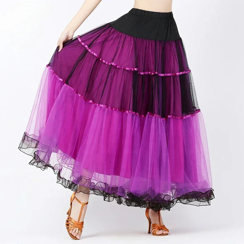 Modern Dance Costumes Fashionable Versatile Mesh Large Skirt Social Performances Dance Dresses Performance Costumes Daily Outfit