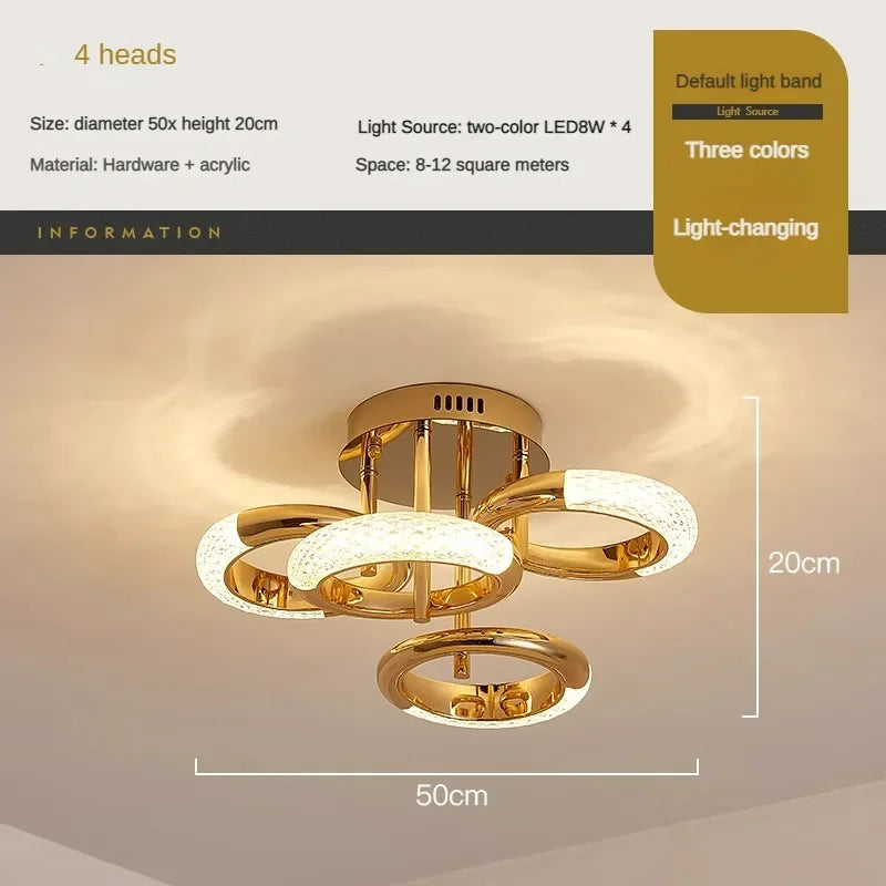 Modern Chandelier For Living Room Bedroom Nordic Golden Ring Ceiling Lamp Luxury Home Decor Indoor Ceiling Light Lustre Fixtures