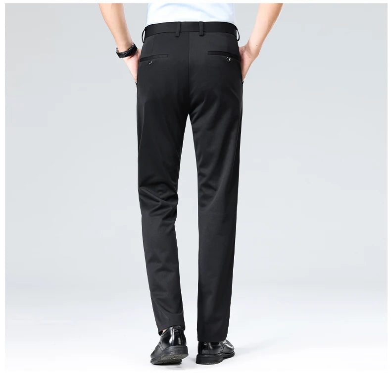 Men Suit Pants Light Thin Elastic Slim Fit Dress Pants Business Solid Casual Straight Leg Trouser Men Clothing Oversize 29-42