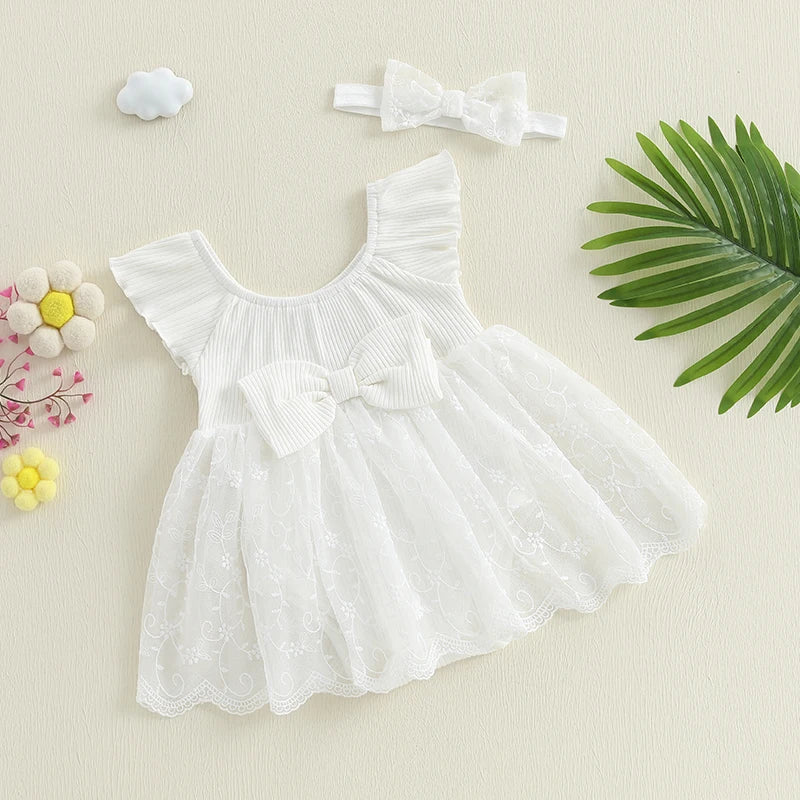 Toddler Girls Floral Print Sleeveless Romper Dress with Matching Headband Set for Summer Beach Outings and Parties