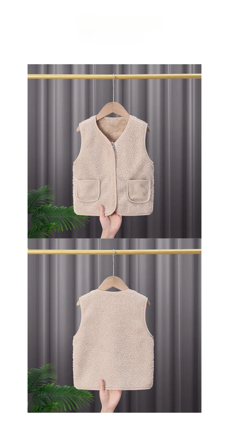 toddler girl winter clothes Autumn and Winter Children's New Lamb Velvet Vest Warm Vest for Infants and Girls toddler